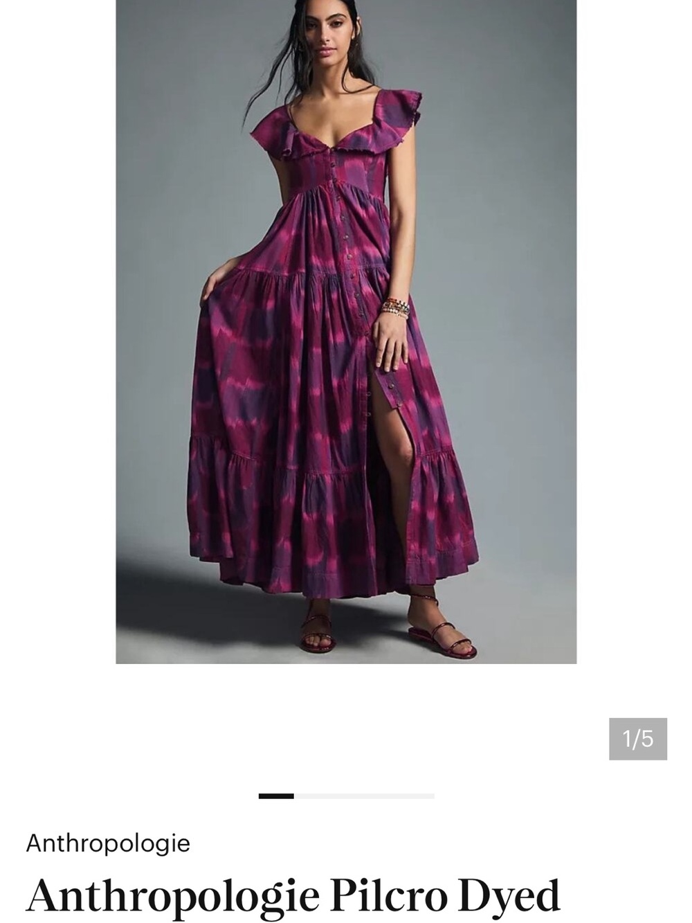 Anthropologie Magenta-Purple Tiered Maxi Dress XS